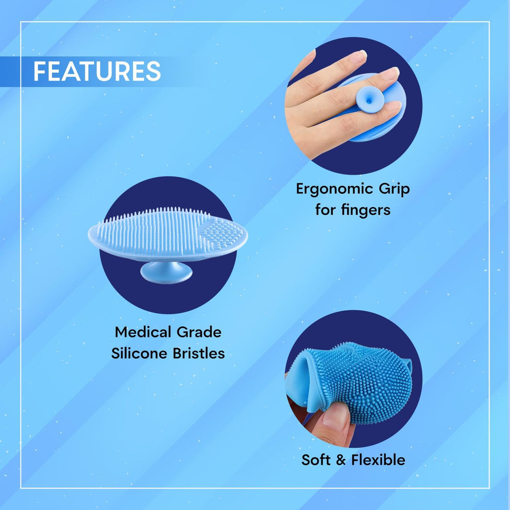 ANTIL'S 4-in-1 Soft Silicone Bath Brush Set | Long Handle Back Scrubber + Body Scrubber + Scalp Massager + Face Massager | Super Exfoliating & Lathering Shower Brush | BPA-Free | For Men & Women | With Free 3 Hook
