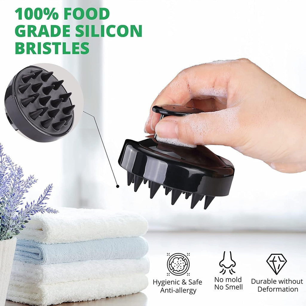 ANTIL'S 4-in-1 Soft Silicone Bath Brush Set | Long Handle Back Scrubber + Body Scrubber + Scalp Massager + Face Massager | Super Exfoliating & Lathering Shower Brush | BPA-Free | For Men & Women | With Free 3 Hook